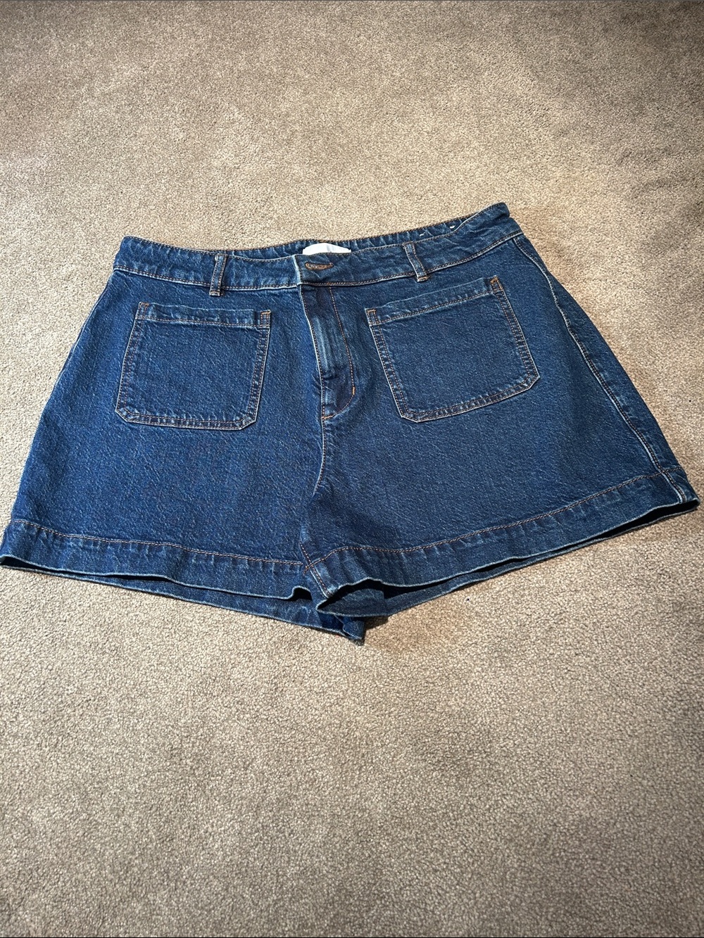 LOFT Dark Blue Denim High-Rise Jean Shorts